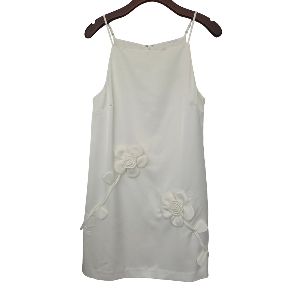 ASTR The Label Marigold Mini Dress 3D Flower Detail Womens S White NWT $148